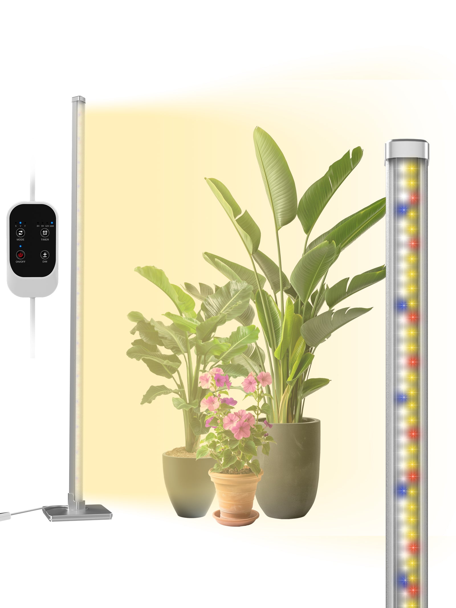 Full Spectrum Plant Grow Lights (60 in)36W Hanging and Standing Auto-Timer Wide Area Coverage in Indoor Plants-G3 Silver