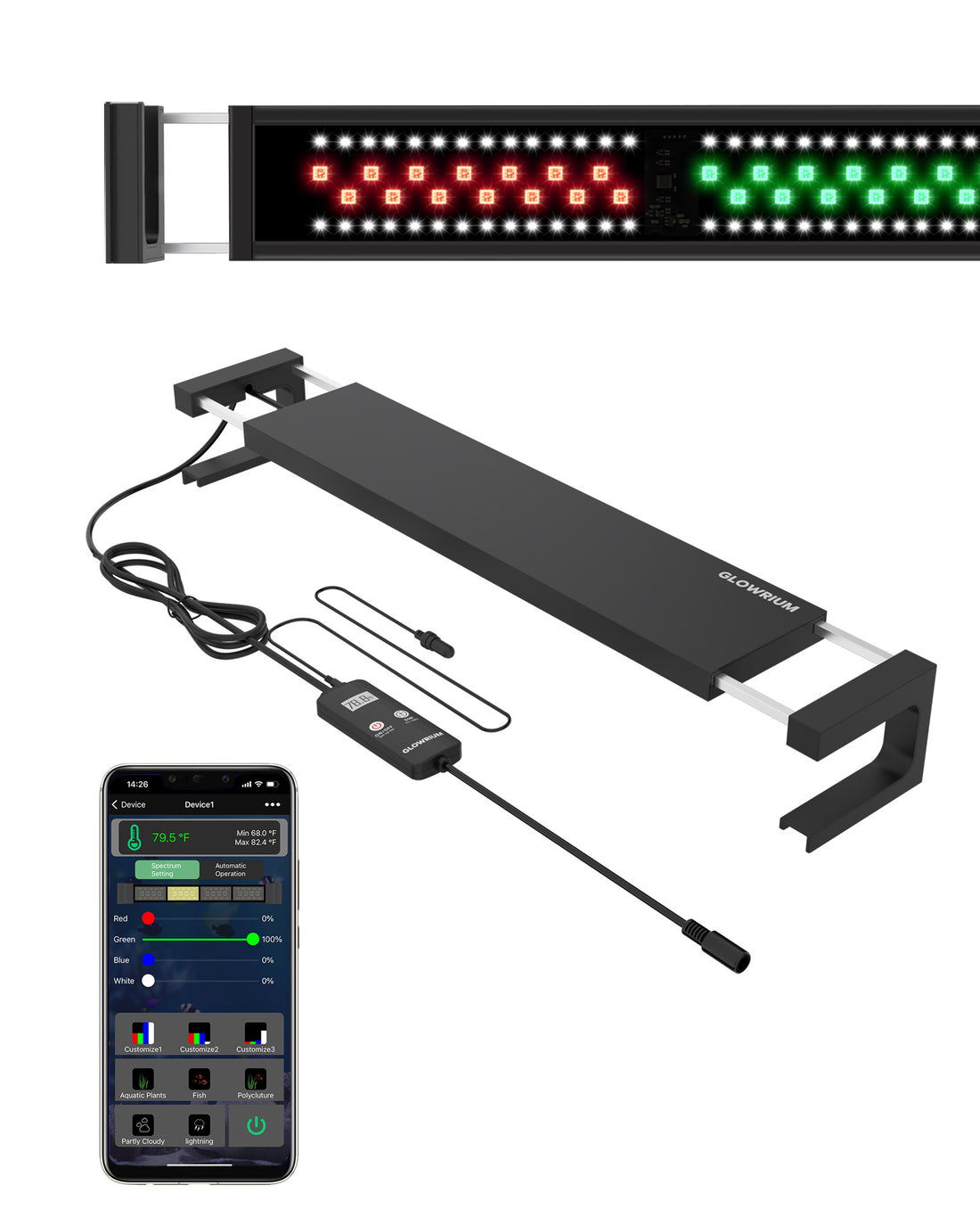Smart App Wifi+Bluethooth Dimming Freshwater Aquarium Light with Zone Control-A1