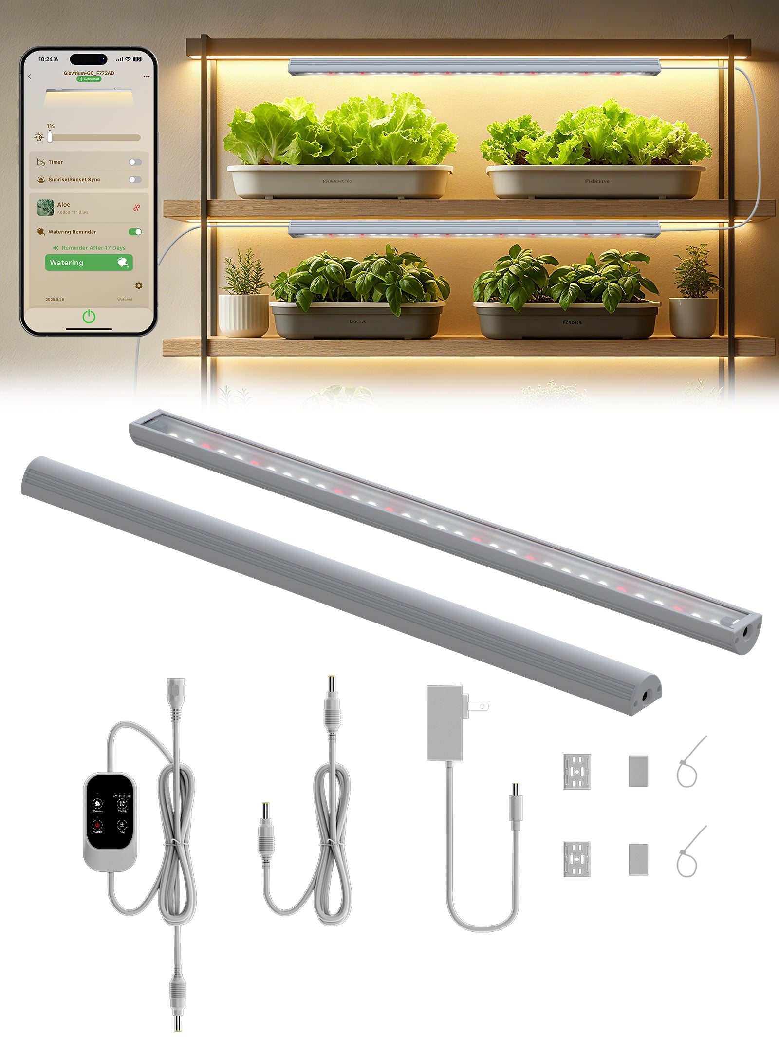 Smart LED Grow Light for Indoor Plants-G6 Full Spectrum 3500K, Auto Timer, Stepless Dimming, Modular, Plug & Play-G6