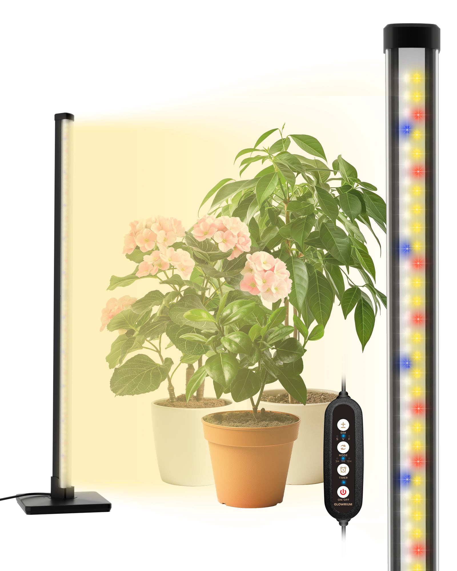 floor lamp grow lights for indoor plants GLOWRIUM Full Spectrum Plant Grow Lights 20W (30 in) Hanging and Stand – Glowrium