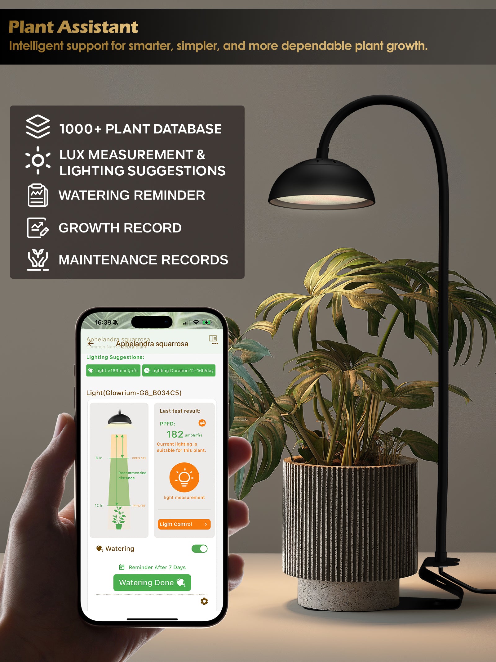 GLOWRIUM Smart Grow Light 10W – Full Spectrum LED for Indoor Plants