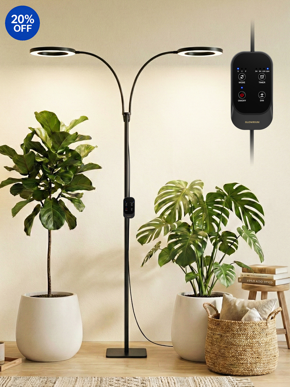GLOWRIUM G2 Pro | 48W (180 cm) Vollspektrum LED Pflanzenlampe für den Boden