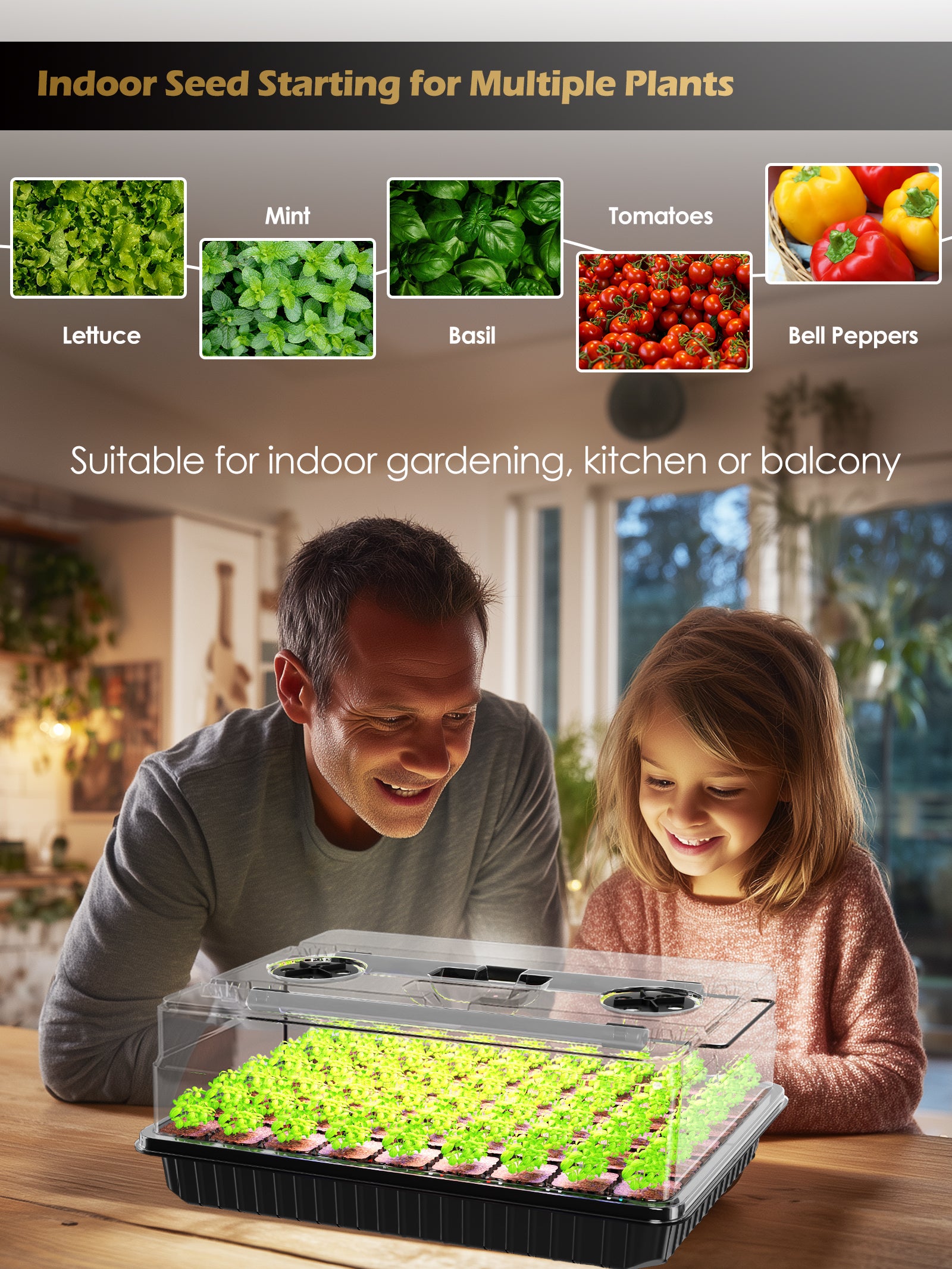 GLOWRIUM Full-Spectrum Seed Starter Kit with Adjustable LED Grow Lights & Humidity Dome | 30W High-Output Seedling Tray for Indoor Germination-G9