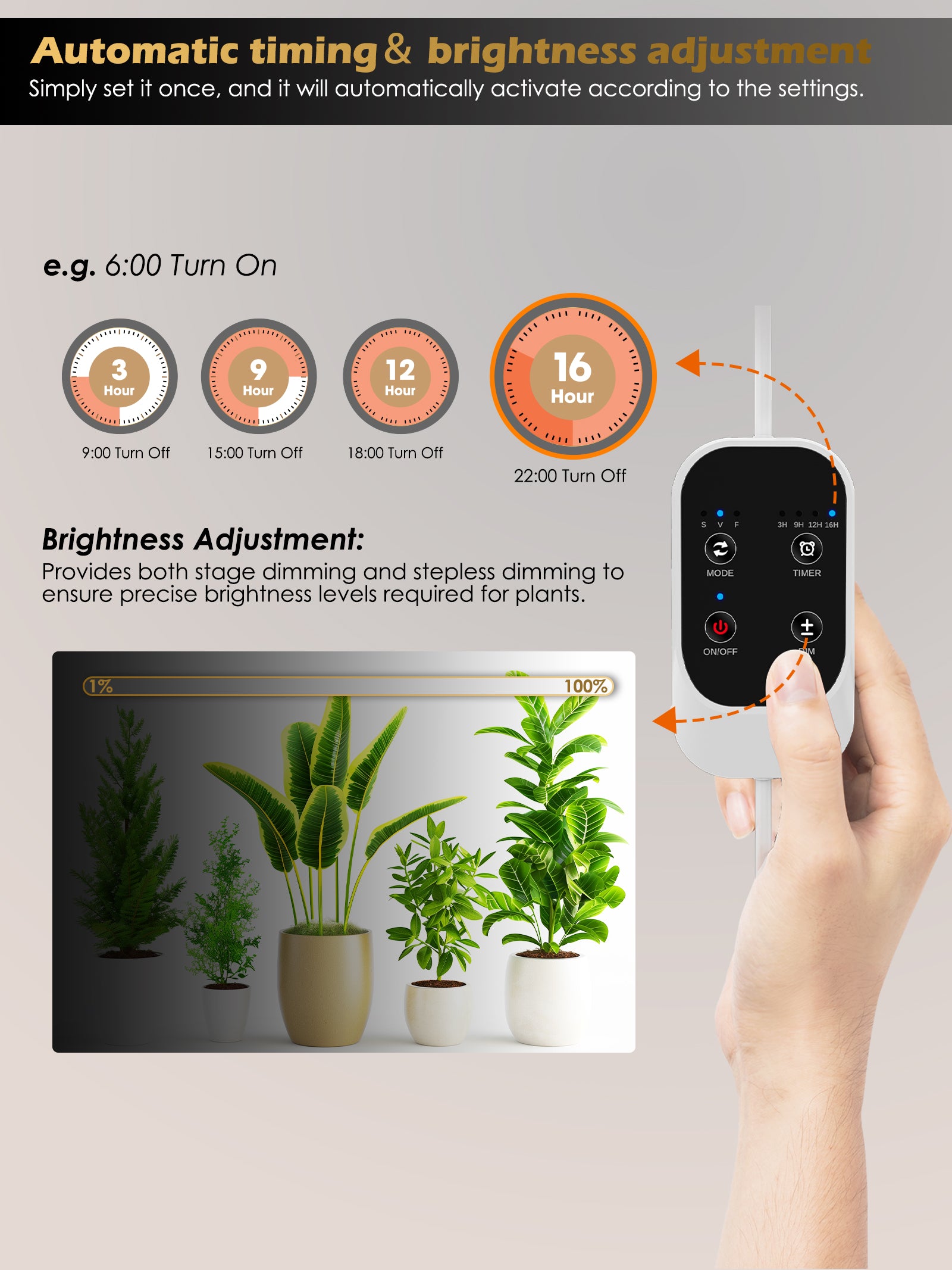 Full Spectrum Plant Grow Lights (60 in)36W Hanging and Standing Auto-Timer Wide Area Coverage in Indoor Plants-G3 Silver