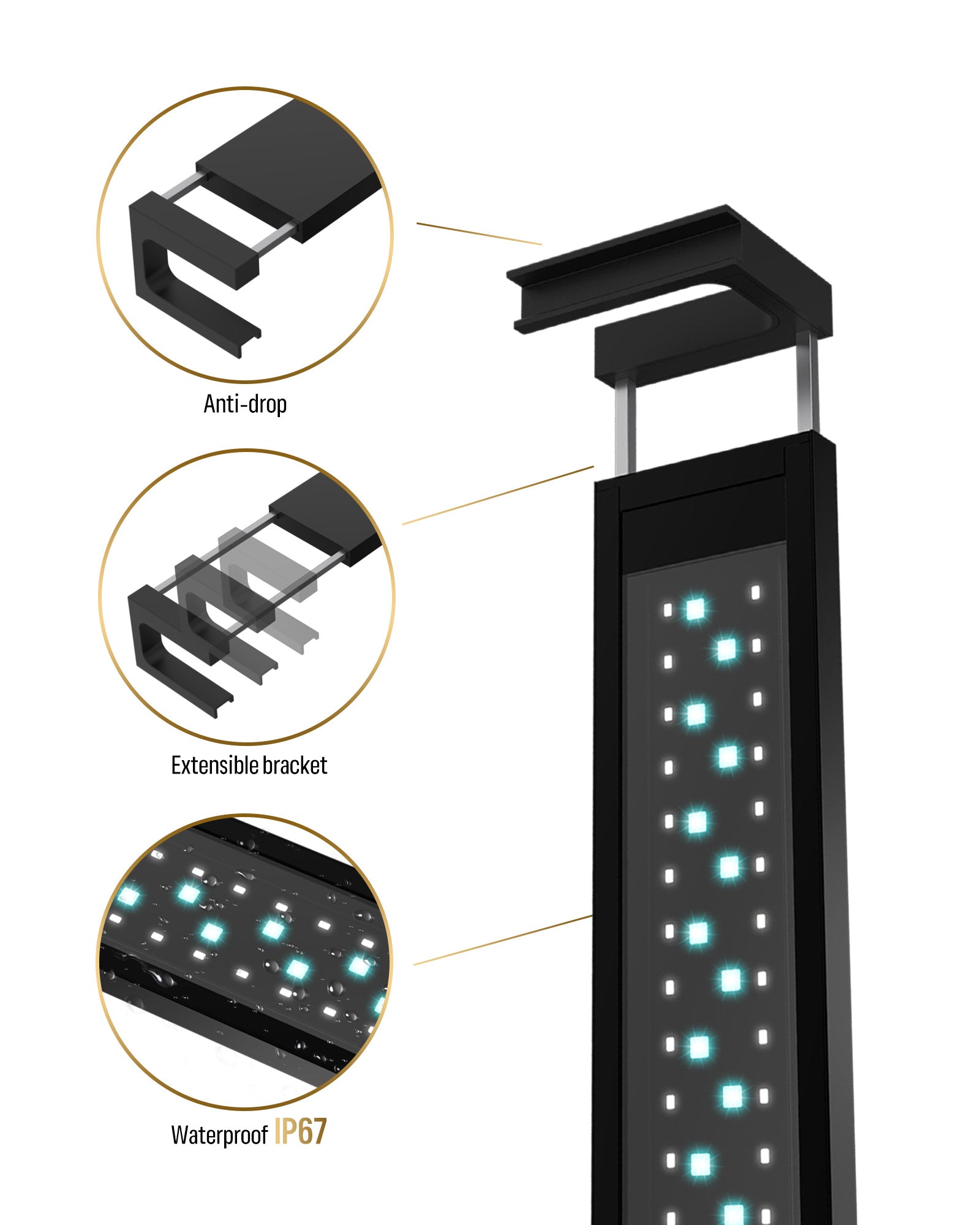 Smart App Wifi+Bluethooth Dimming Freshwater Aquarium Light with Zone Control-A1