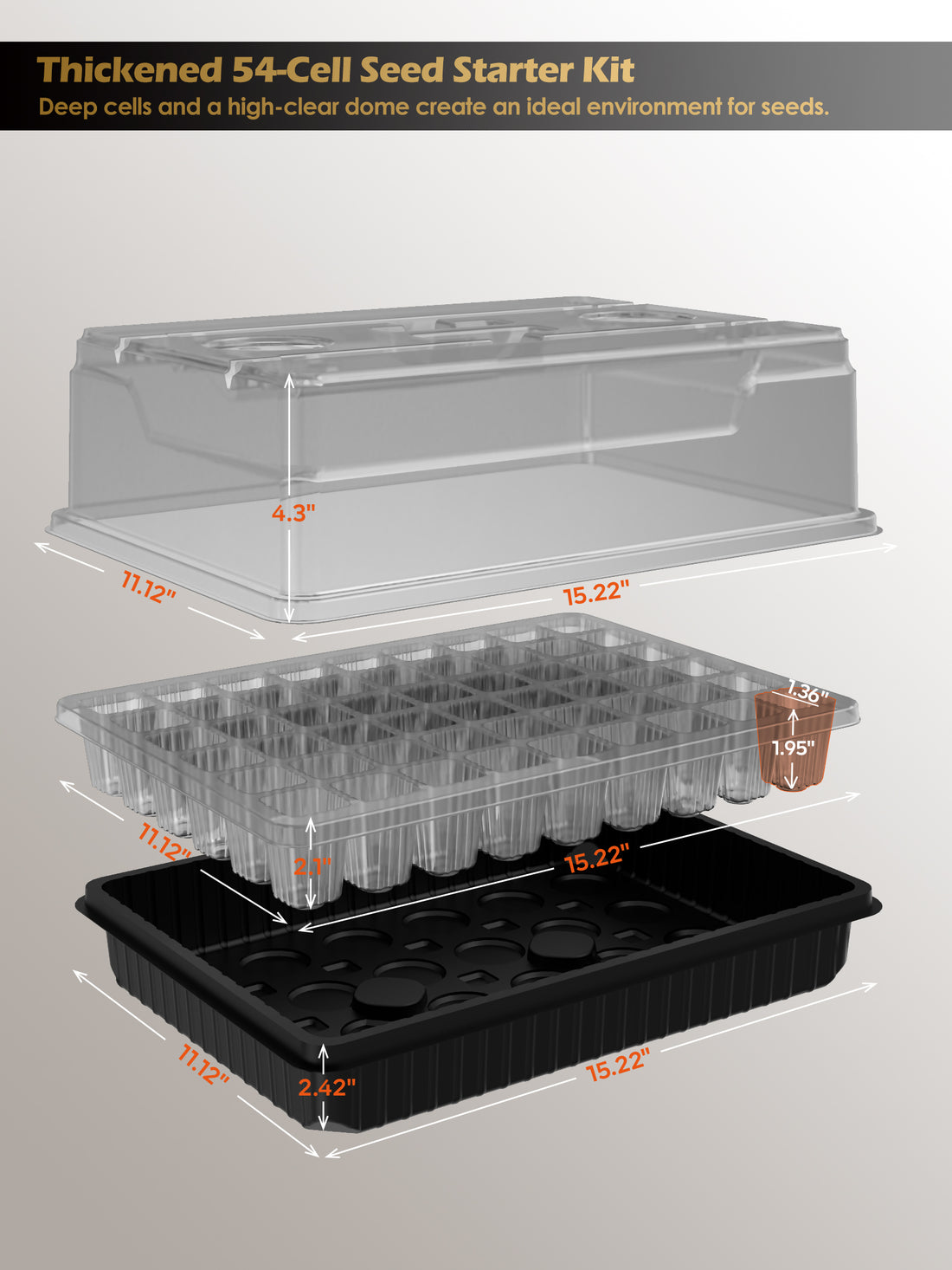 GLOWRIUM Full-Spectrum Seed Starter Kit with Adjustable LED Grow Lights & Humidity Dome | 30W High-Output Seedling Tray for Indoor Germination-G9