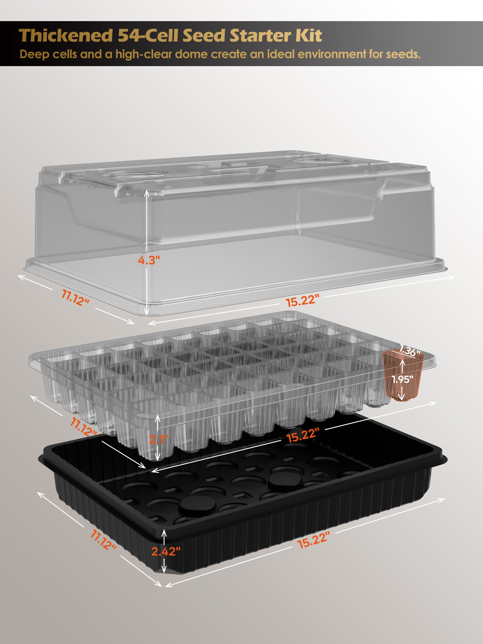 GLOWRIUM Full-Spectrum Seed Starter Kit with Adjustable LED Grow Lights & Humidity Dome | 30W High-Output Seedling Tray for Indoor Germination-G9