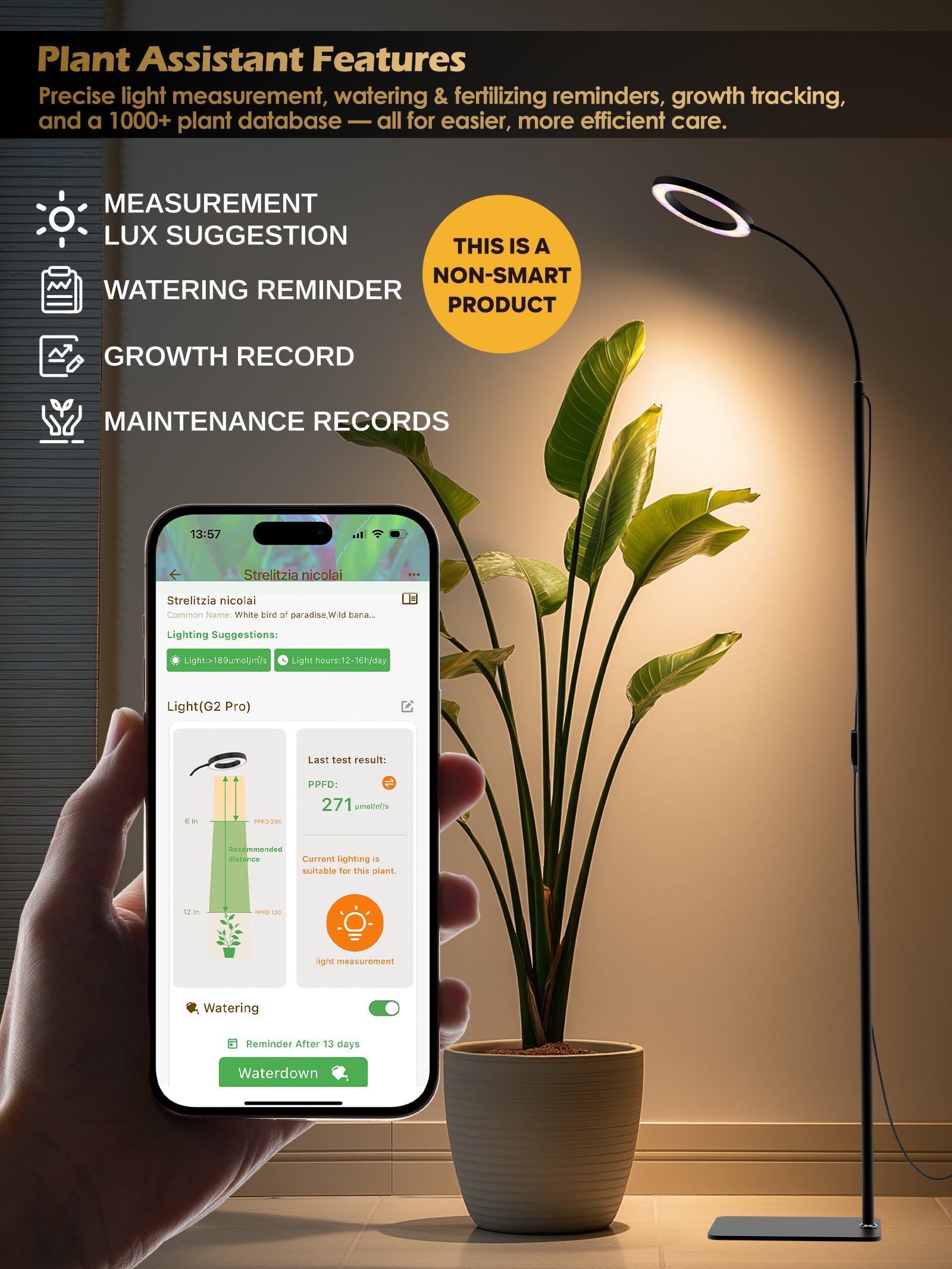 GLOWRIUM Full Spectrum 24W LED Grow Light for Indoor Plants – Adjustable Height, Timer, and Smart Care Features-G2Pro