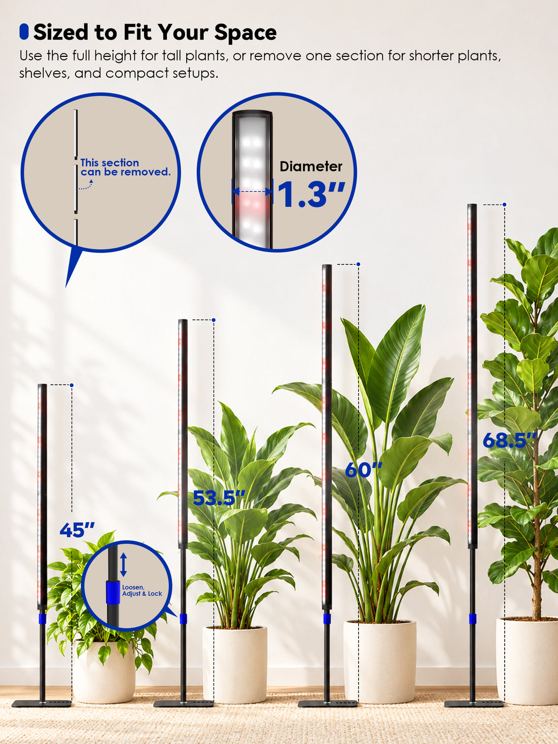 GLOWRIUM® G3 Pro 48W Smart Vertical Grow Light - Full Spectrum, App Control & Adjustable Height