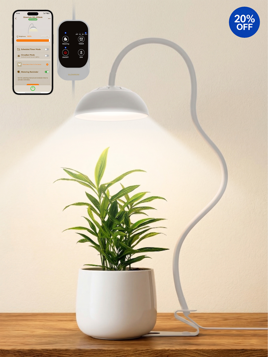 GLOWRIUM G8 | 10W Smart Full Spectrum LED Desktop Grow Light