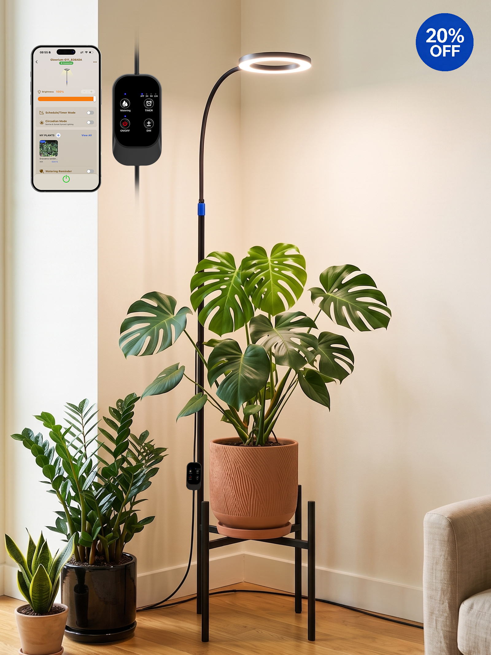 Plant Stand with Grow Light | Smart Indoor Plant Shelf by Glowrium