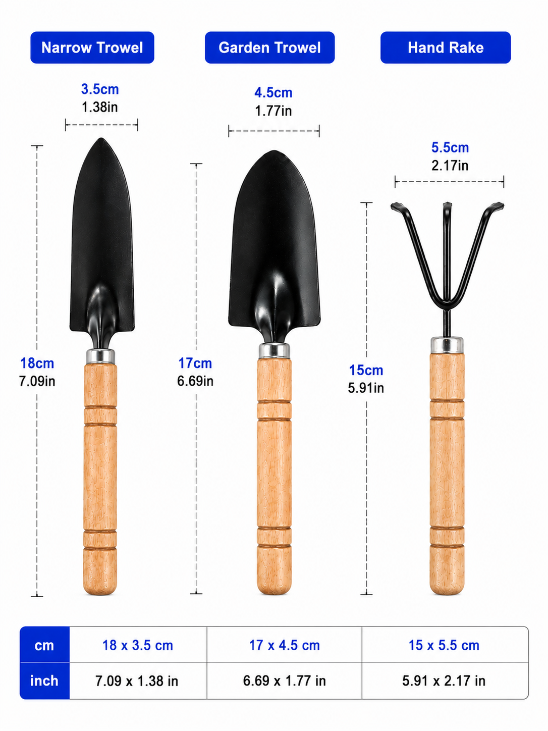 GLOWRIUM 3-Piece Garden Tool Set