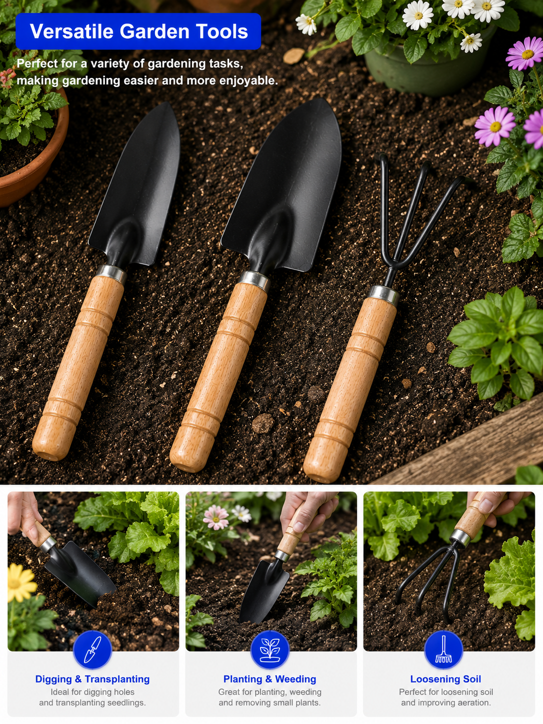GLOWRIUM 3-Piece Garden Tool Set