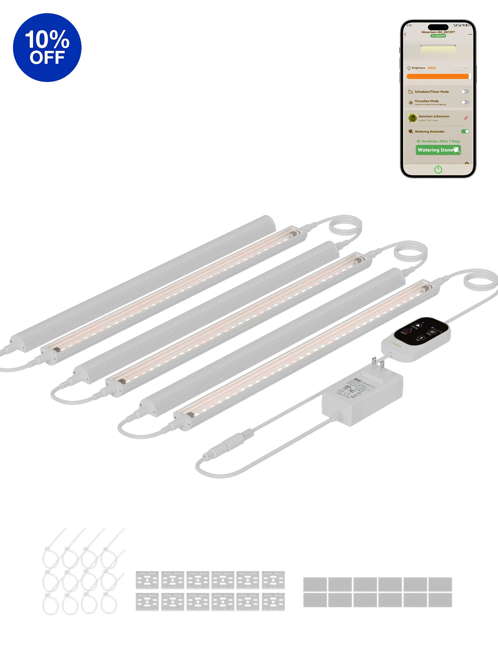 GLOWRIUM G6 | 48W (6-Pack) Smart Full Spectrum LED Grow Light Strip