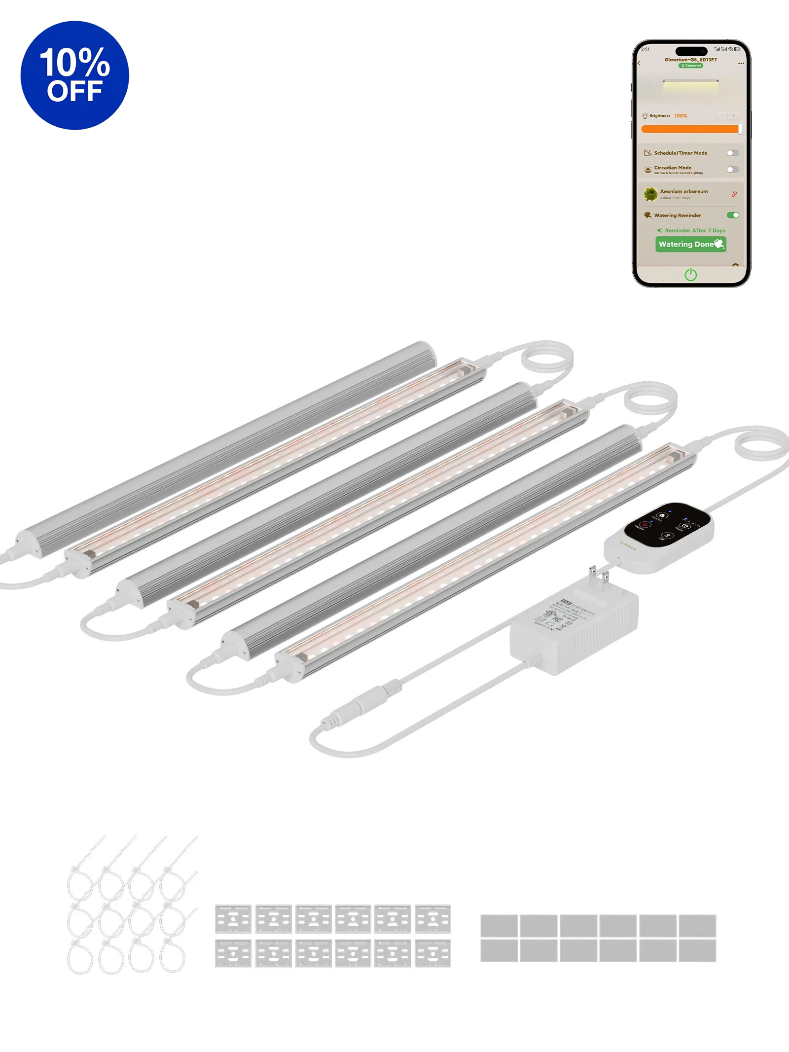 GLOWRIUM G6 | 48W (6-Pack) Smart Full Spectrum LED Grow Light Strip