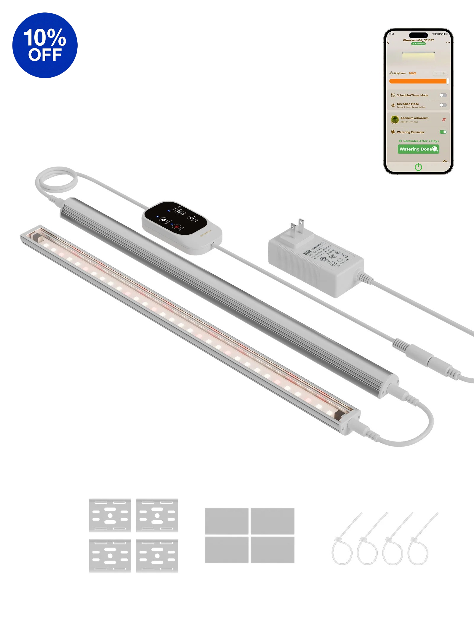 GLOWRIUM G6 | 48W (6-Pack) Smart Full Spectrum LED Grow Light Strip