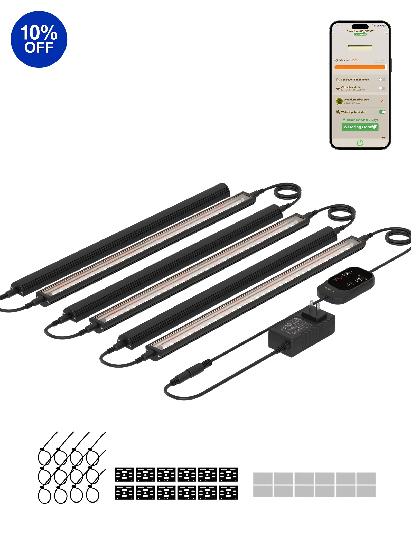 GLOWRIUM G6 | 48W (6-Pack) Smart Full Spectrum LED Grow Light Strip