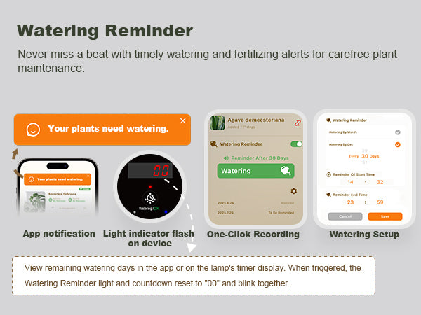Glowrium app setup for carefree maintenance and one-click watering tracking