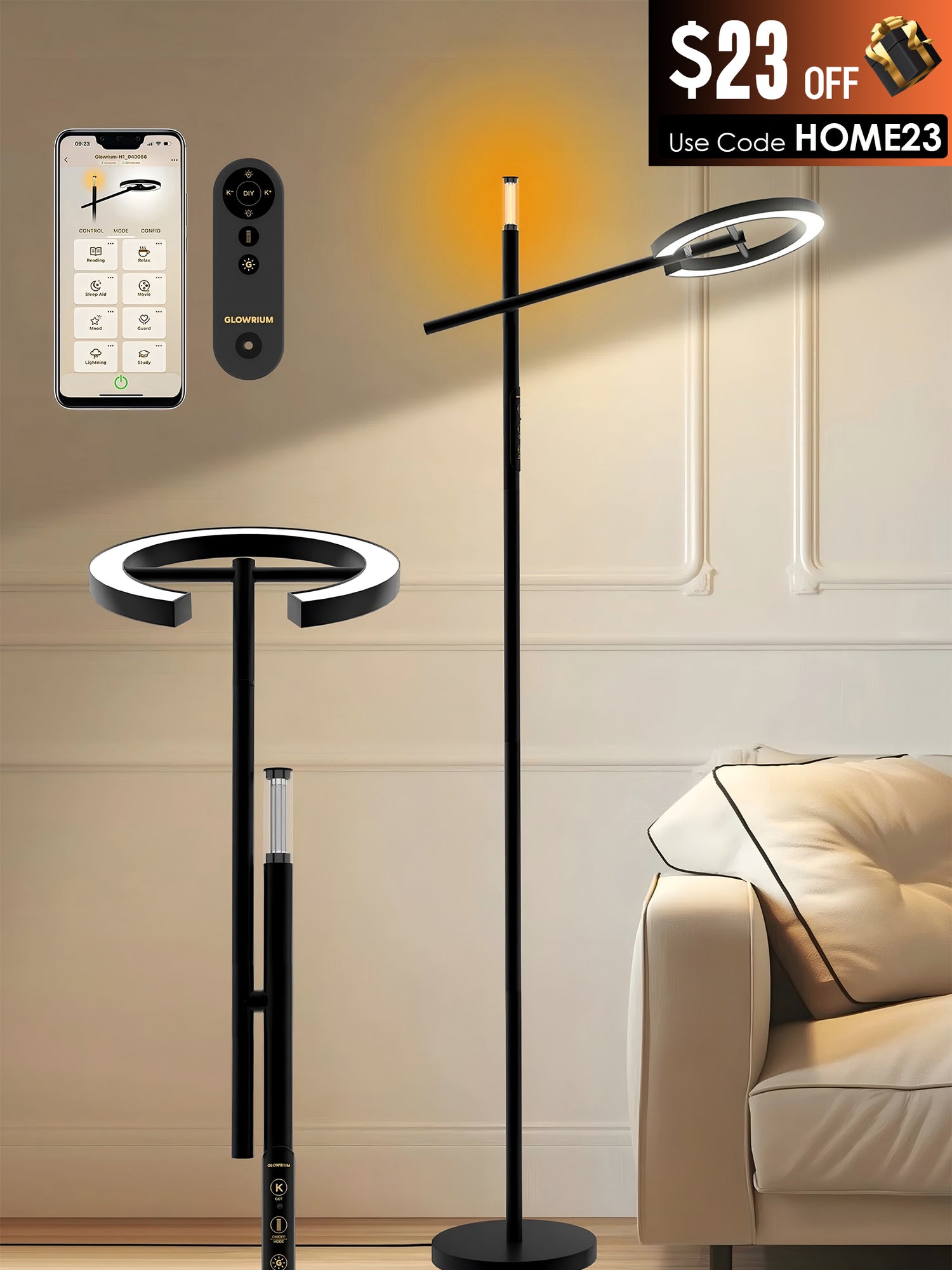 Smart Home Floor Lamp-H1 With APP Control &amp; Stepless Dimmable