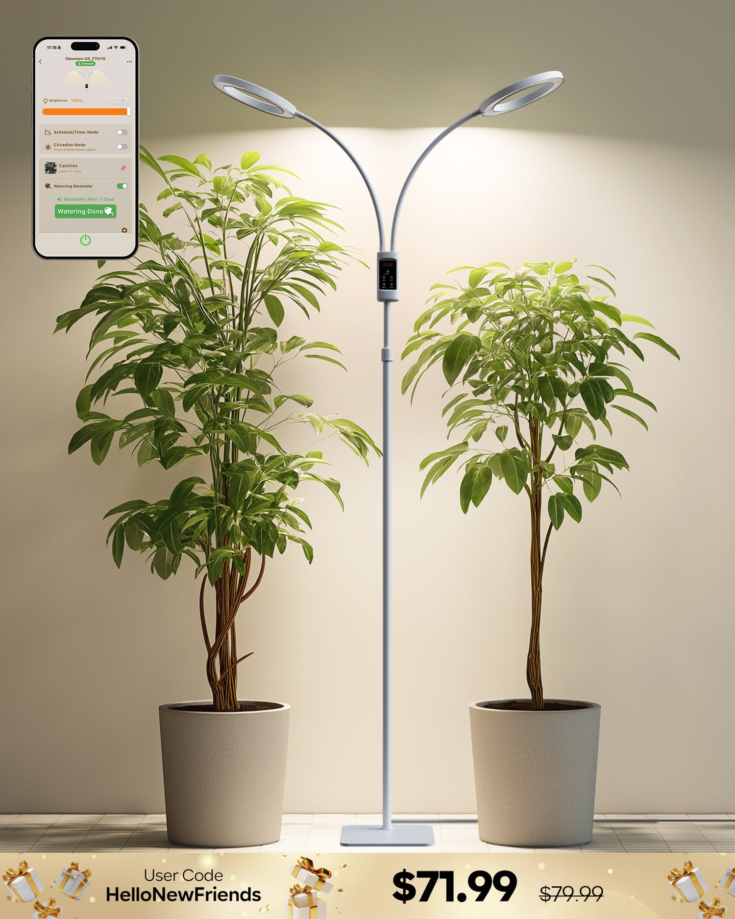 GLOWRIUM G5 | 48W Smart Full Spectrum LED Floor Grow Light