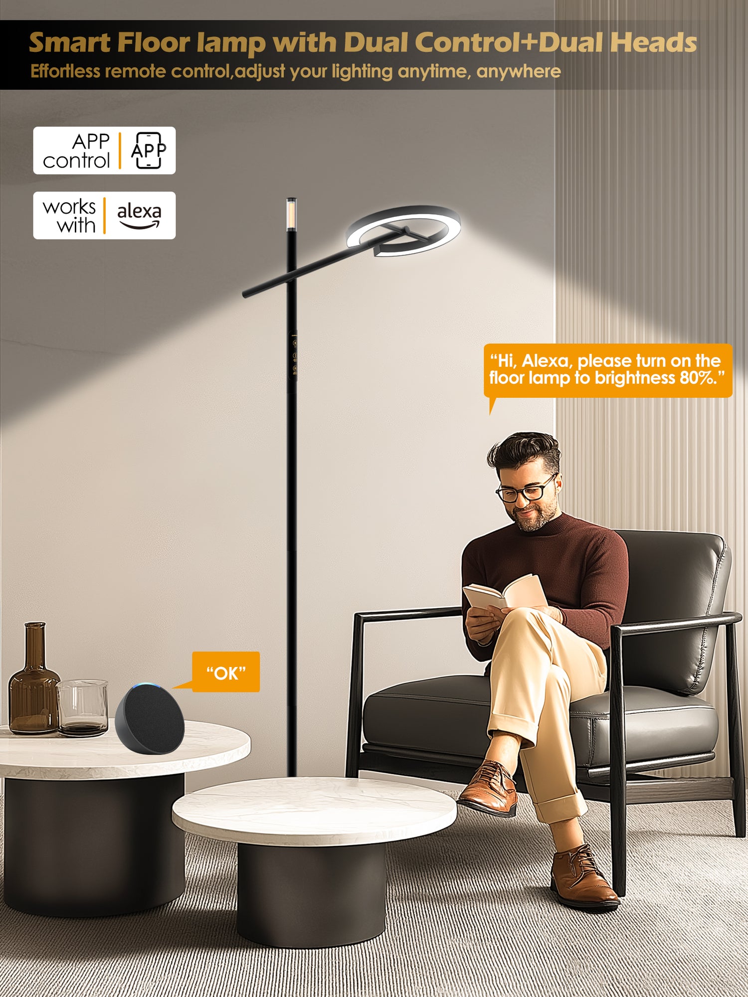 Smart Home Floor Lamp-H1 With APP Control &amp; Stepless Dimmable