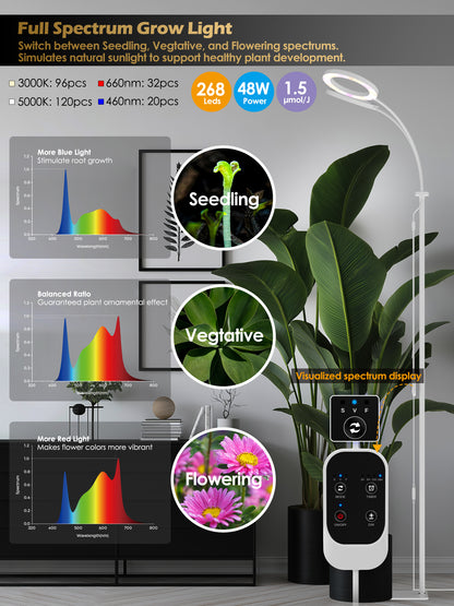 Full Spectrum Plant Grow Light G2Pro 48W – Indoor LED Light with Timer, Height Adjustment &amp; Stepless Dimming