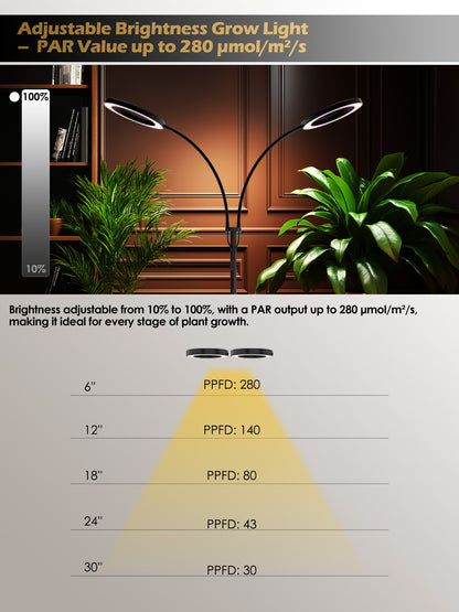 Full Spectrum Plant Grow Light G2Pro 48W – Indoor LED Light with Timer, Height Adjustment &amp; Stepless Dimming