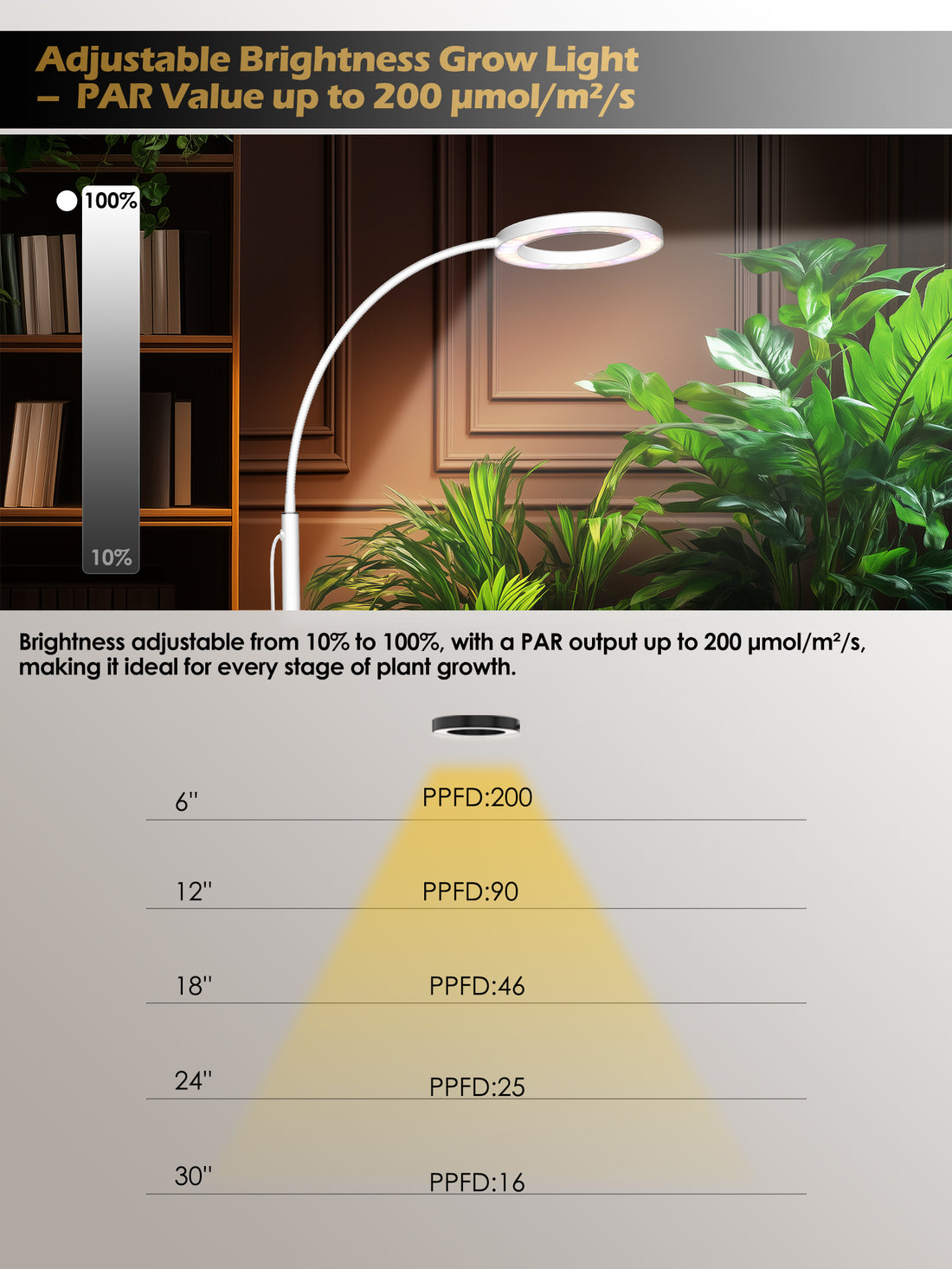 Full Spectrum LED Grow Light  G2Pro 24W for Indoor Plants – Adjustable Height, Timer, and Smart Care Features