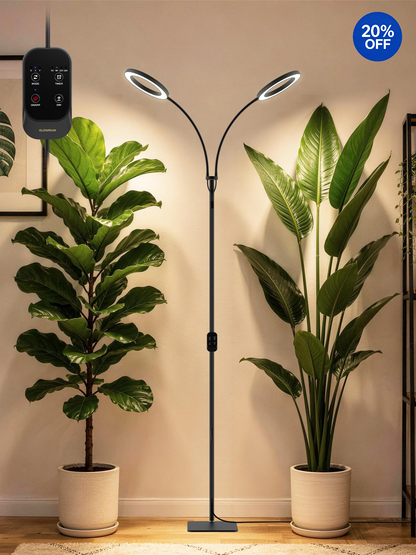 GLOWRIUM® G2 Pro 48W Full Spectrum Grow Light - Indoor LED Plant Light with Timer, Height Adjustment, Stepless Dimming