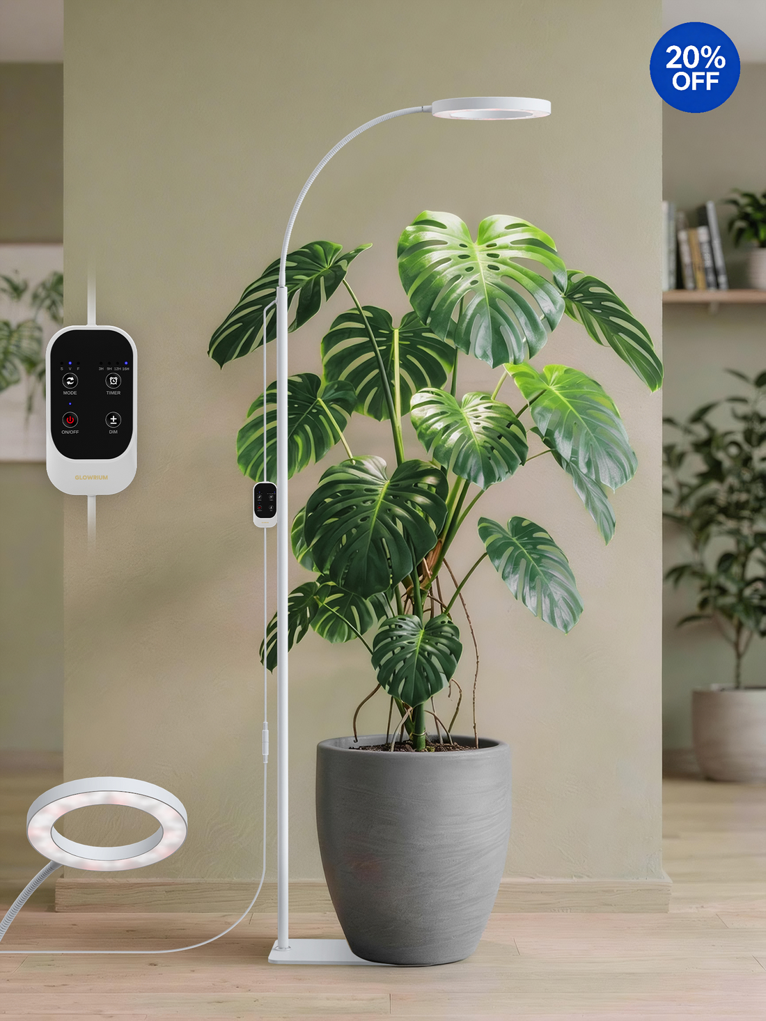 GLOWRIUM® G2 20W Pflanzenlampe Vollspektrum LED Bodenpflanzenleuchte für Zimmerpflanzen