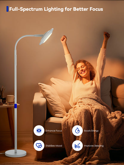 GLOWRIUM® H6 Light Therapy Floor Lamp - 48,000 Lux UV-Free Full Spectrum Sunlight Lamp with Remote &amp; Touch Control