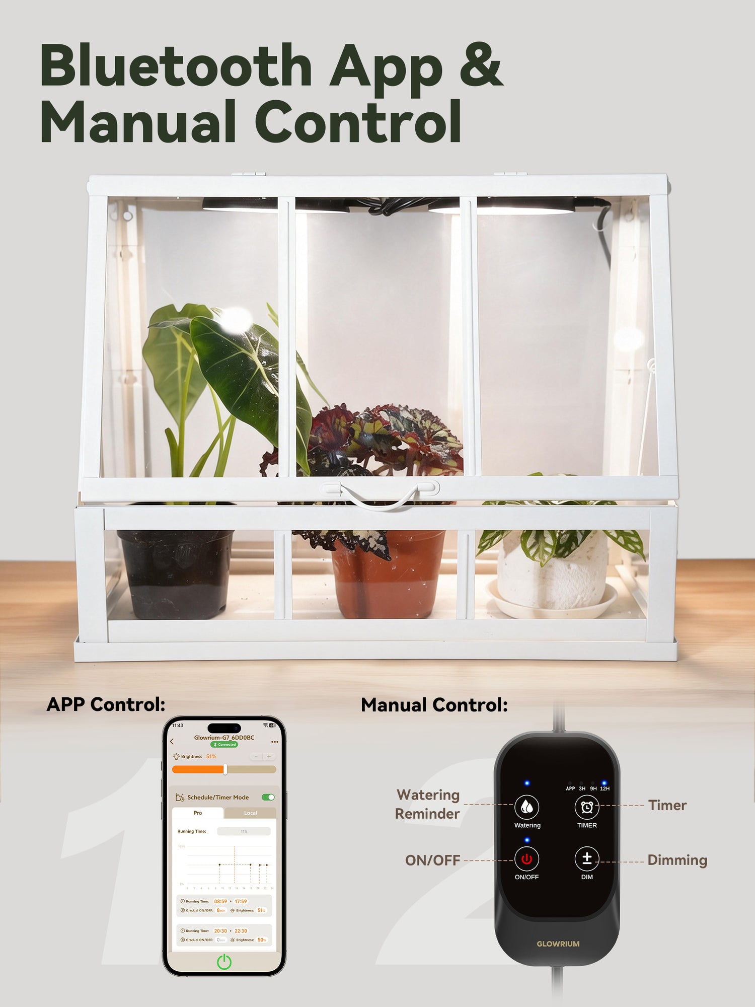 GLOWRIUM G7 | 48W (6-Pack) Smart Full Spectrum LED Puck Grow Light