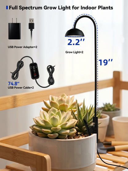 GLOWRIUM® G12 Smart Mini Grow Light - 6W Full Spectrum LED Plant Light with App Control, Timer &amp; 360° Flexible Gooseneck