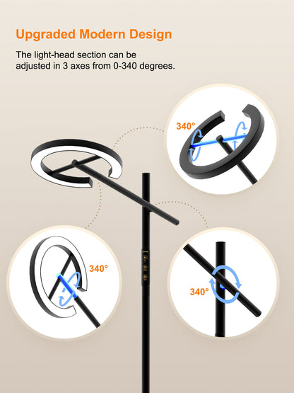GLOWRIUM-H1B Therapy Floor Lamp UV-Free, Stepless Dimming 12,000 Lux Brightness, Remote Control, Timer