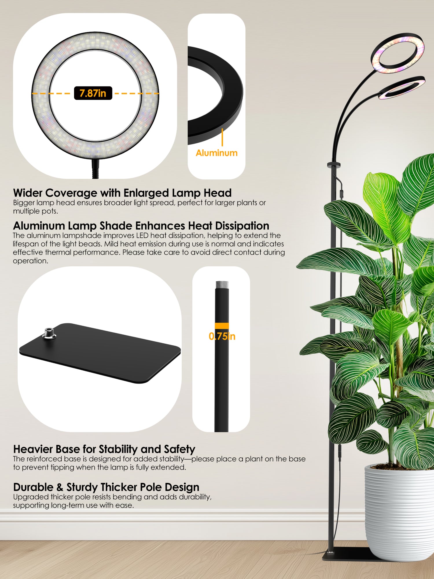 indoor heat lamp for plants GLOWRIUM Full Spectrum 48W Plant Grow Light – Indoor LED Light with Ti – Glowrium