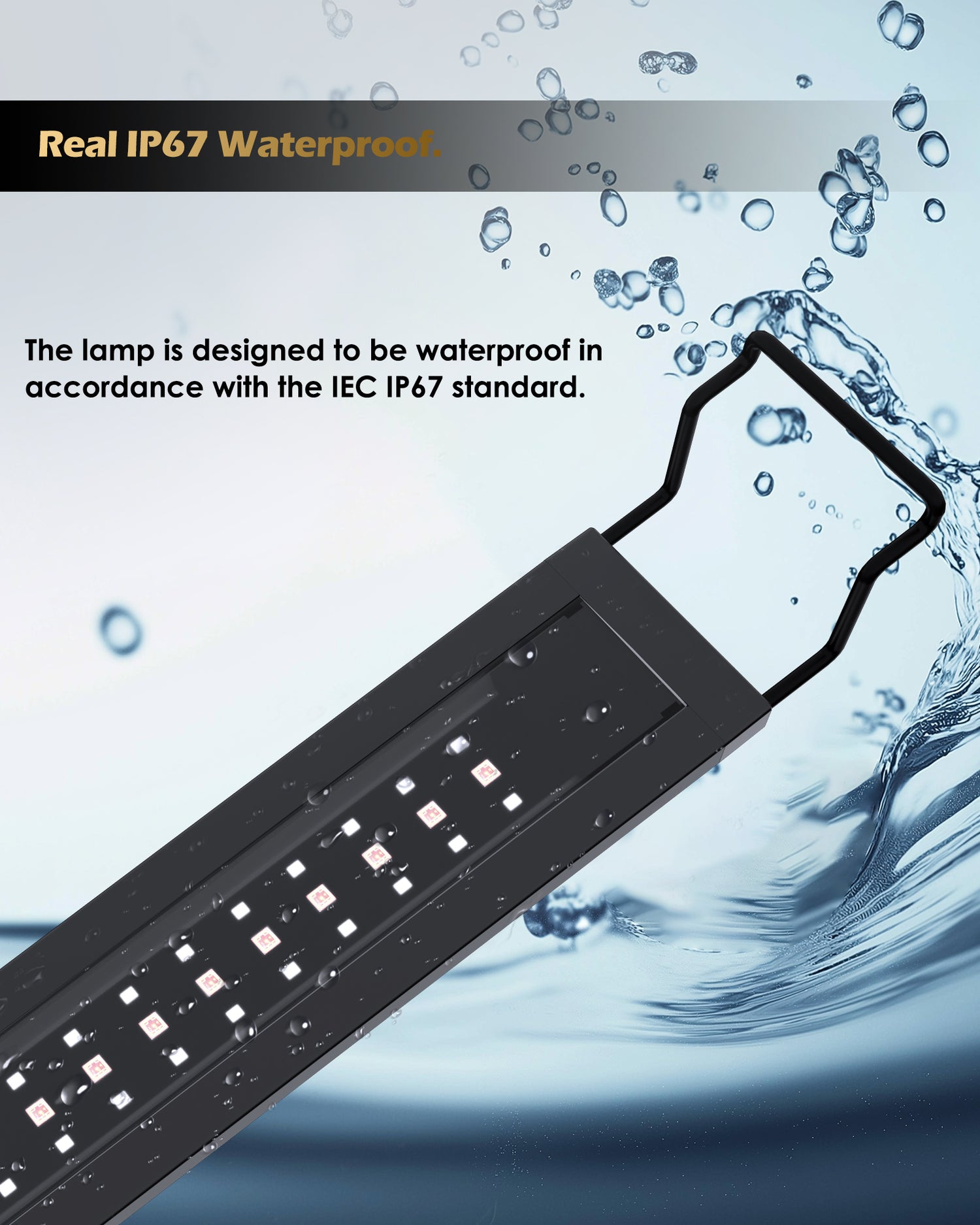 GLOWRIUM LED Aquarium Light, IP67 Waterproof Fish Tank Light with Auto Timer, Full Spectrum Freshwater Planted Tank Light, Dimmable RGB+W+Moon LEDs with High Performance