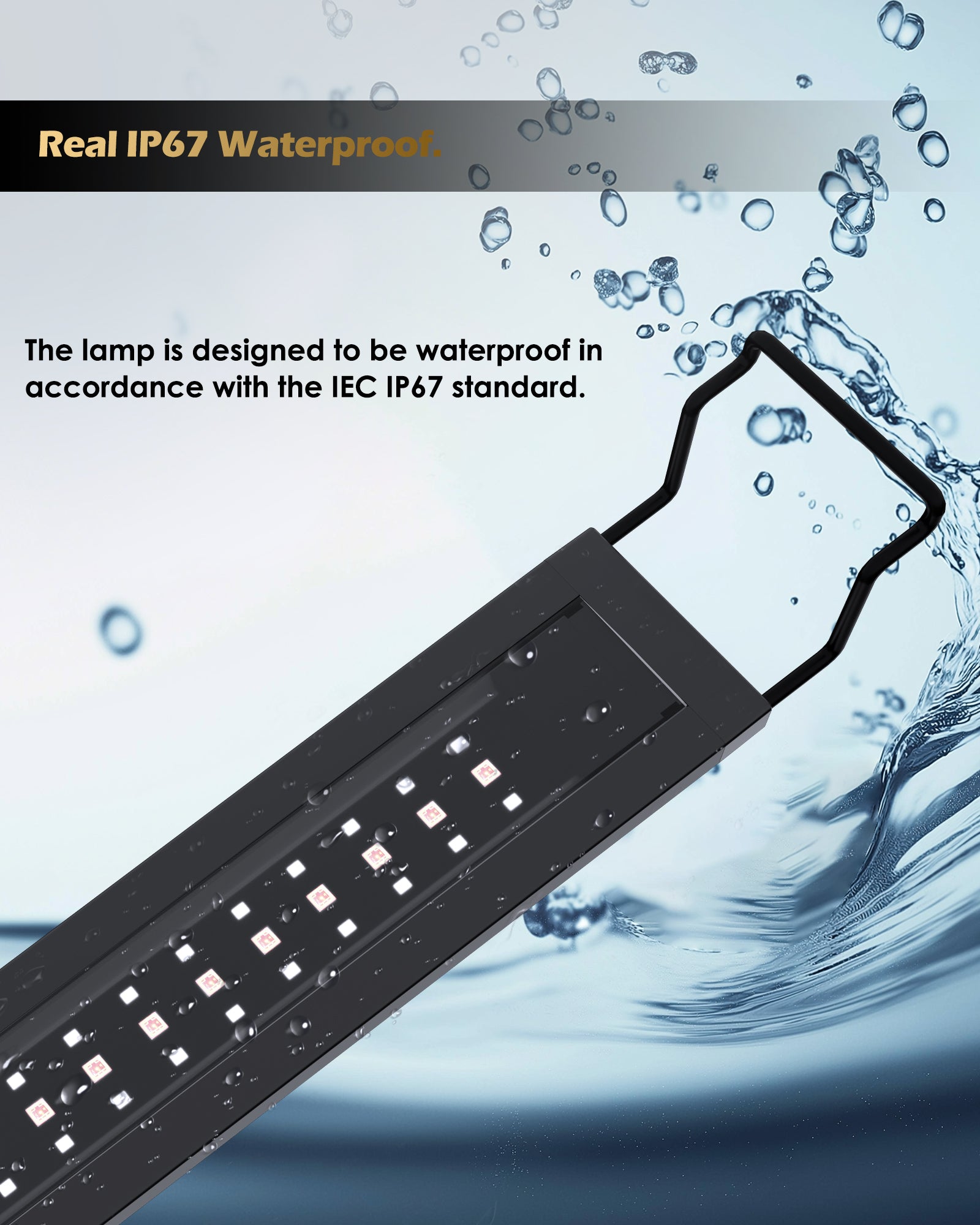 GLOWRIUM LED Aquarium Light, IP67 Waterproof Fish Tank Light with Auto Timer, Full Spectrum Freshwater Planted Tank Light, Dimmable RGB+W+Moon LEDs with High Performance
