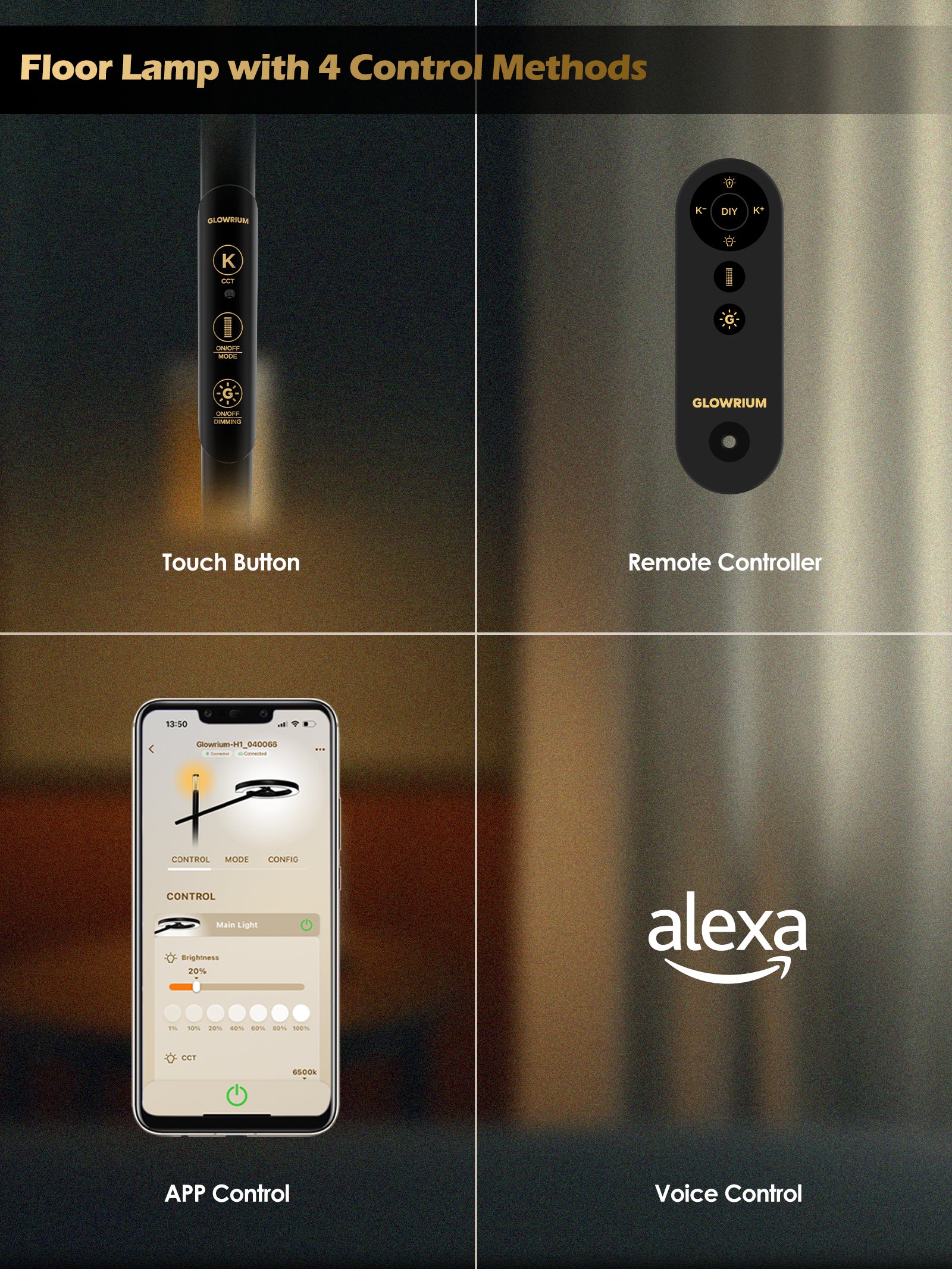 Smart Home Floor Lamp-H1 With APP Control &amp; Stepless Dimmable