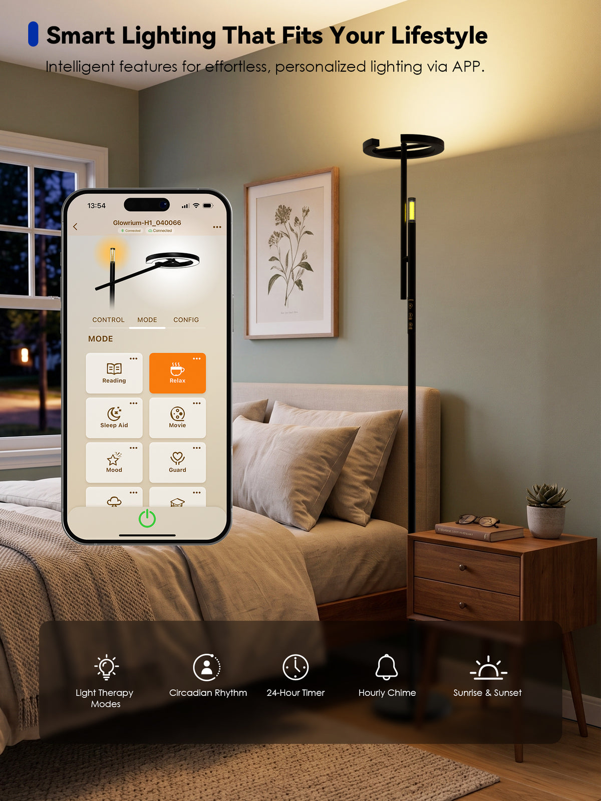 GLOWRIUM® H1 Smart Home Floor Lamp with APP Control &amp; Stepless Dimmable