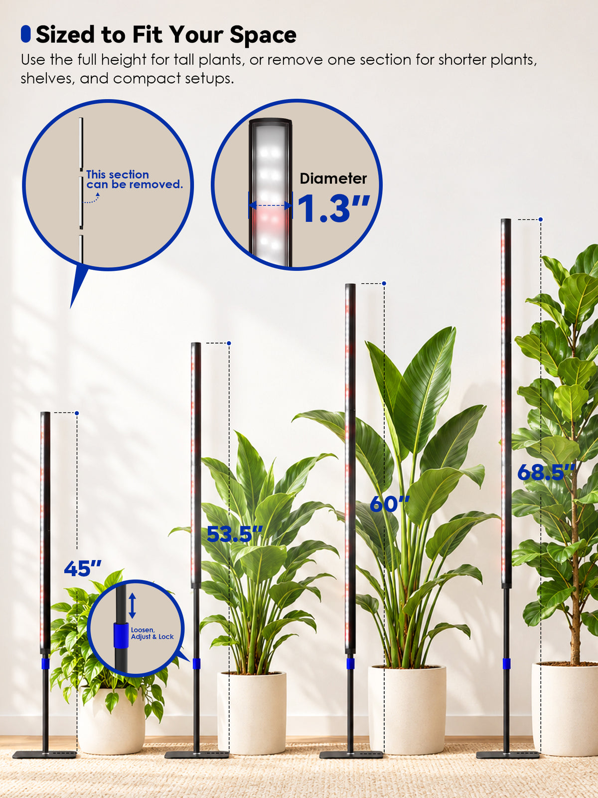 GLOWRIUM® G3 Pro 48W Smart Vertical Grow Light – Full Spectrum, App Control &amp; Adjustable Height