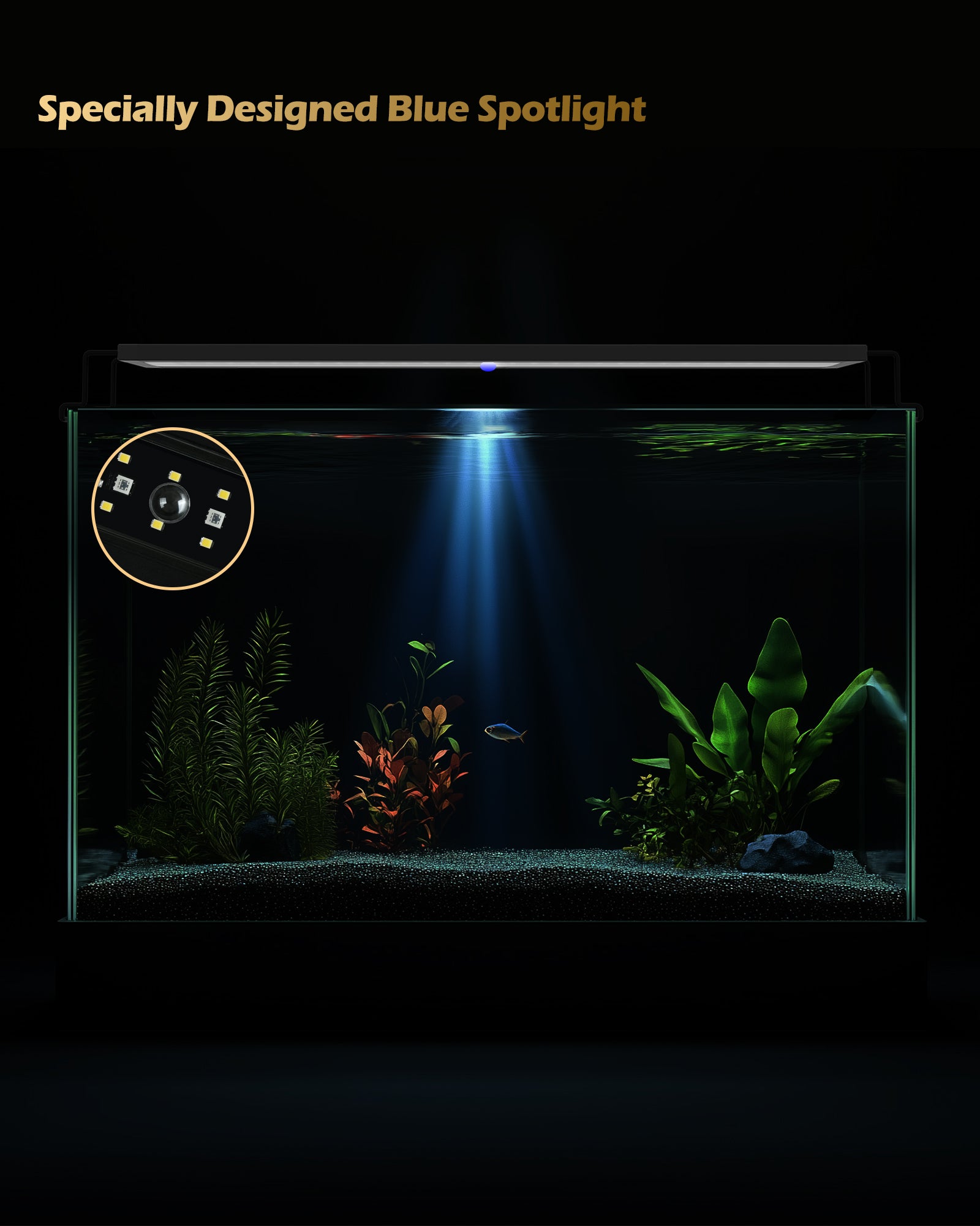 GLOWRIUM LED Aquarium Light, IP67 Waterproof Fish Tank Light with Auto Timer, Full Spectrum Freshwater Planted Tank Light, Dimmable RGB+W+Moon LEDs with High Performance