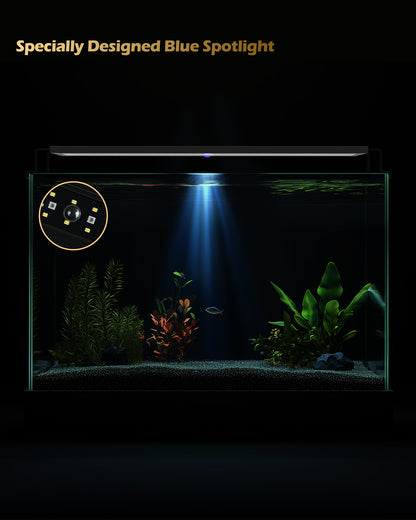 GLOWRIUM LED Aquarium Light, IP67 Waterproof Fish Tank Light with Auto Timer, Full Spectrum Freshwater Planted Tank Light, Dimmable RGB+W+Moon LEDs with High Performance
