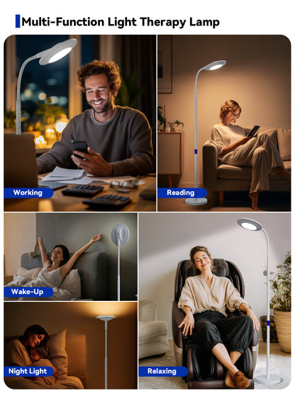 GLOWRIUM® H6 Light Therapy Floor Lamp - 48,000 Lux UV-Free Full Spectrum Sunlight Lamp with Remote &amp; Touch Control