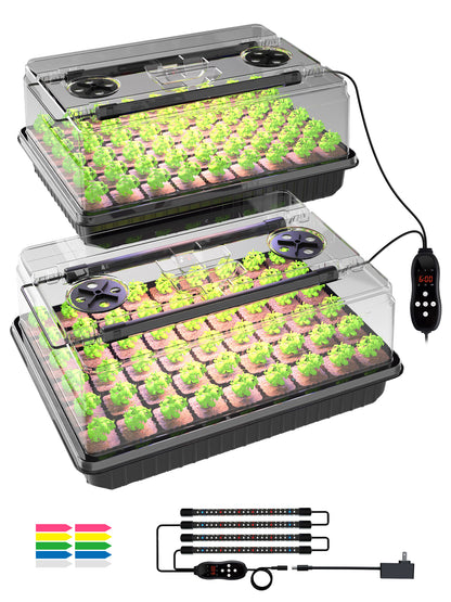 GLOWRIUM Full-Spectrum Seed Starter Kit with Adjustable LED Grow Lights &amp; Humidity Dome | 30W High-Output Seedling Tray for Indoor Germination-G9