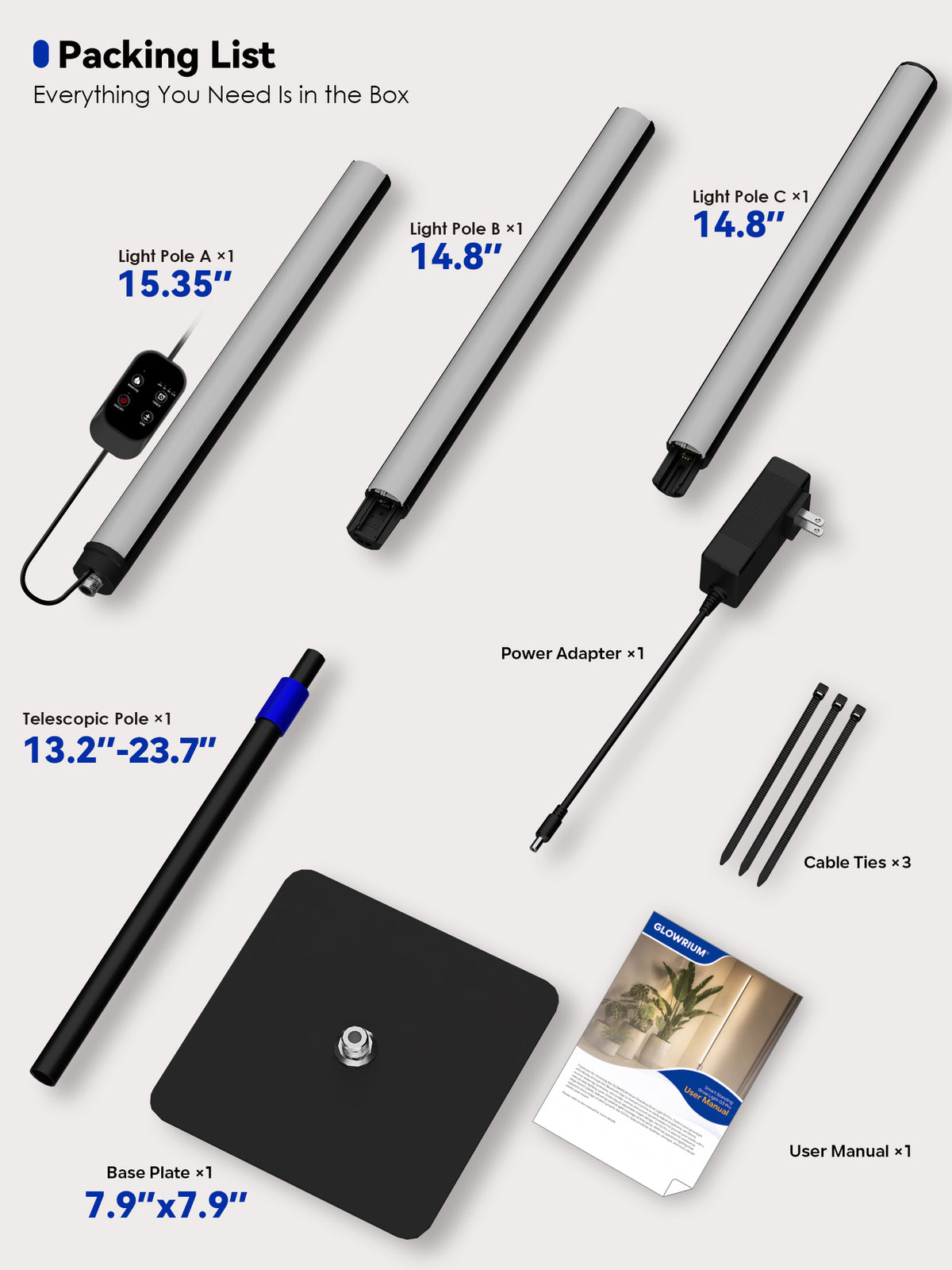 GLOWRIUM® G3 Pro 48W Smart Vertical Grow Light – Full Spectrum, App Control &amp; Adjustable Height
