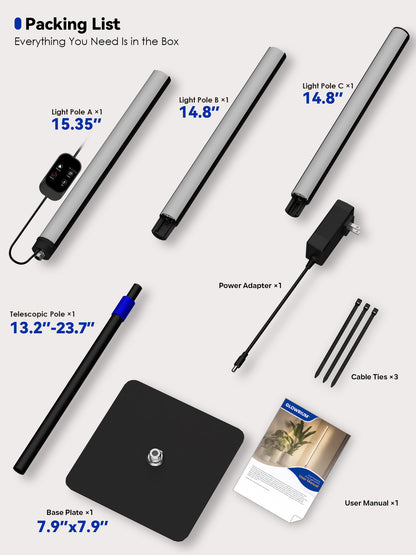 GLOWRIUM® G3 Pro 48W Smart Vertical Grow Light – Full Spectrum, App Control &amp; Adjustable Height