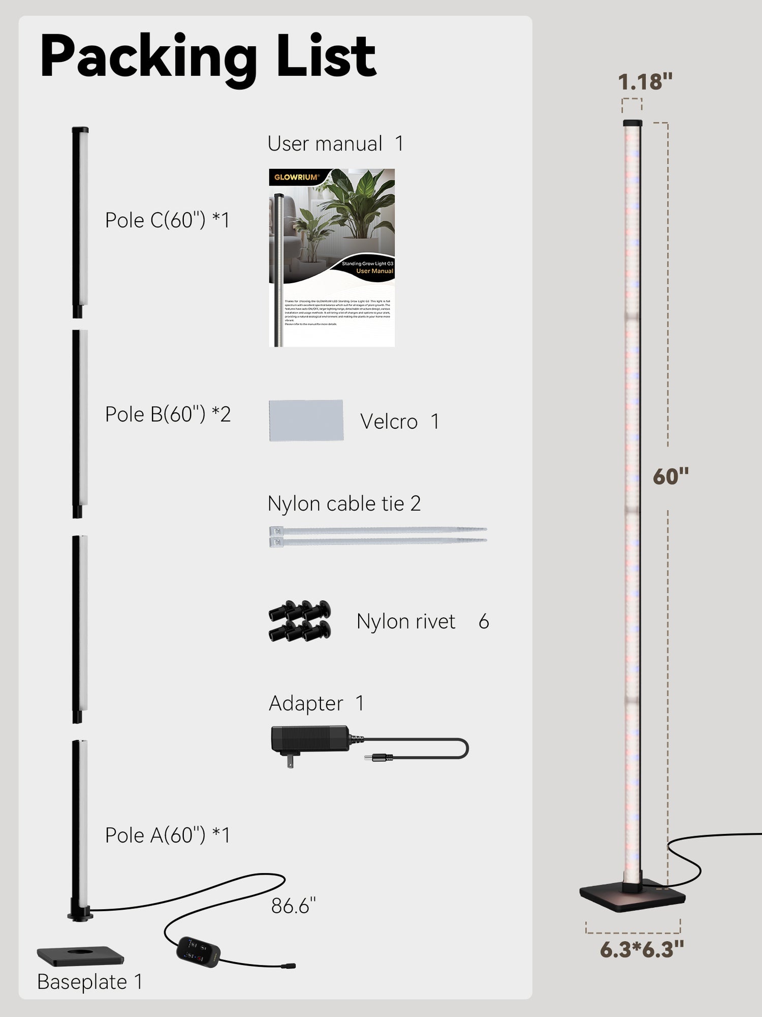 GLOWRIUM G3 | 36W (60") Full Spectrum LED Vertical Grow Light