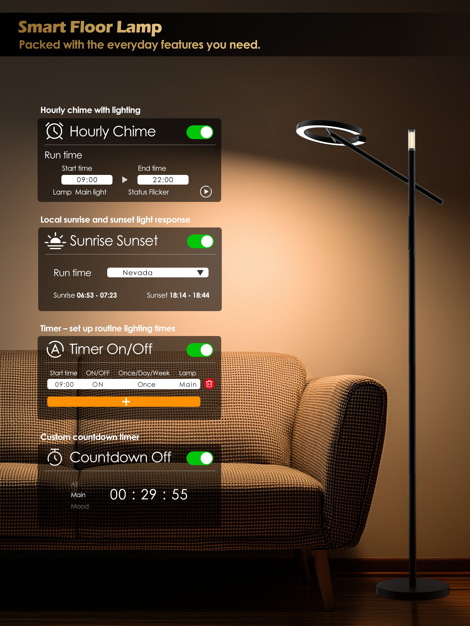 Smart Home Floor Lamp-H1 With APP Control &amp; Stepless Dimmable