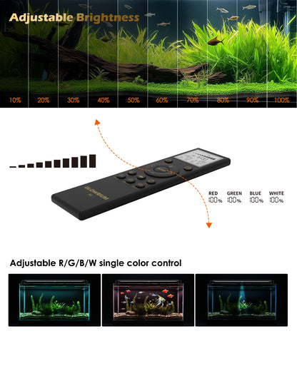 GLOWRIUM LED Aquarium Light, IP67 Waterproof Fish Tank Light with Auto Timer, Full Spectrum Freshwater Planted Tank Light, Dimmable RGB+W+Moon LEDs with High Performance