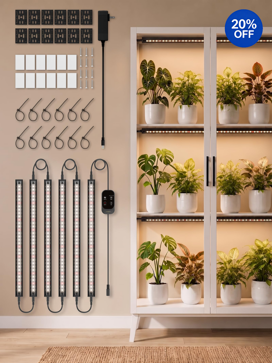 GLOWRIUM® G6 Smart LED Grow Light for Indoor Plants - Full Spectrum, Auto Timer, Stepless Dimming, Modular, Plug & Play